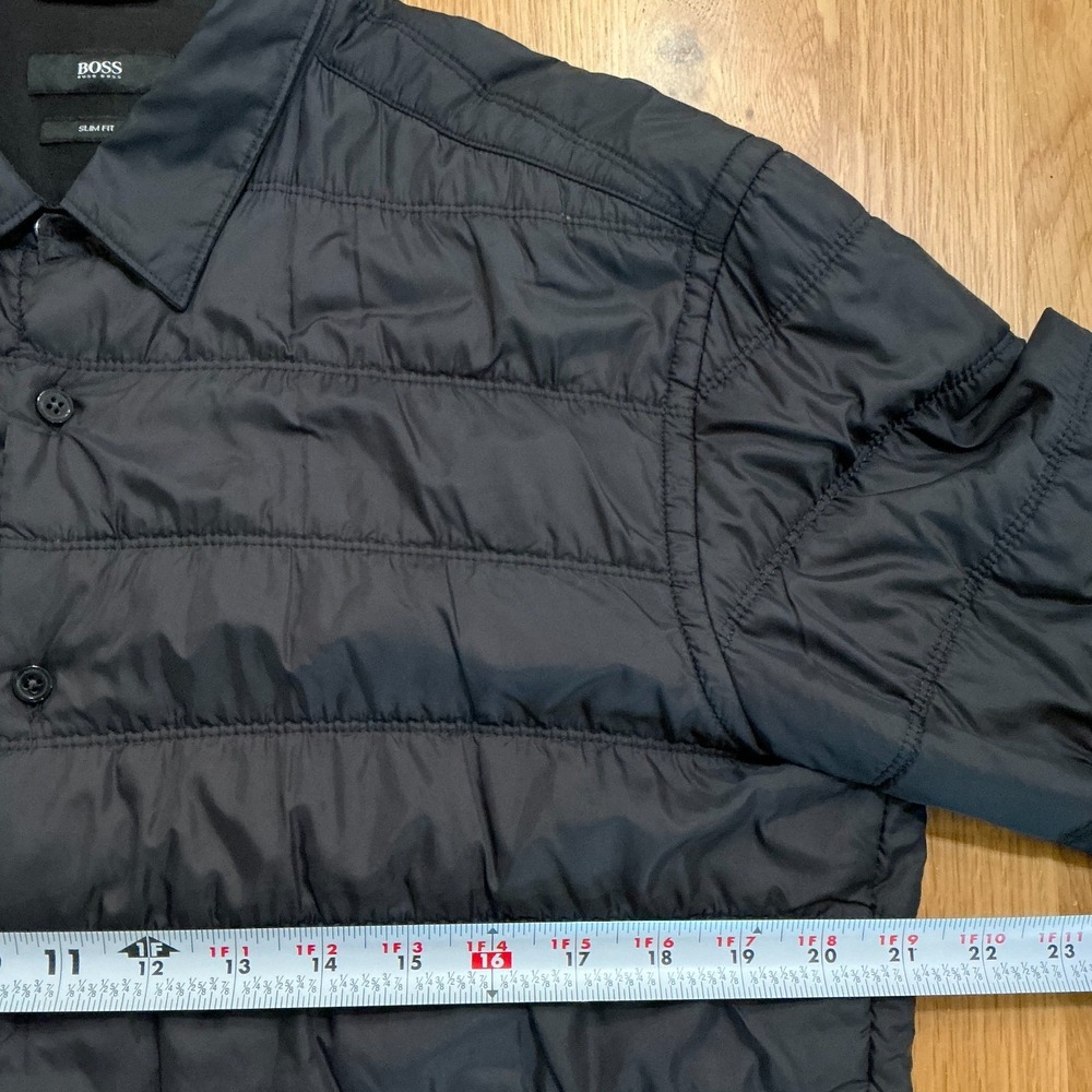BOSS Hugo Boss Russell Quilted Shirt Jacket Mens XL Black Slim Fit Insulated - Picture 7 of 8